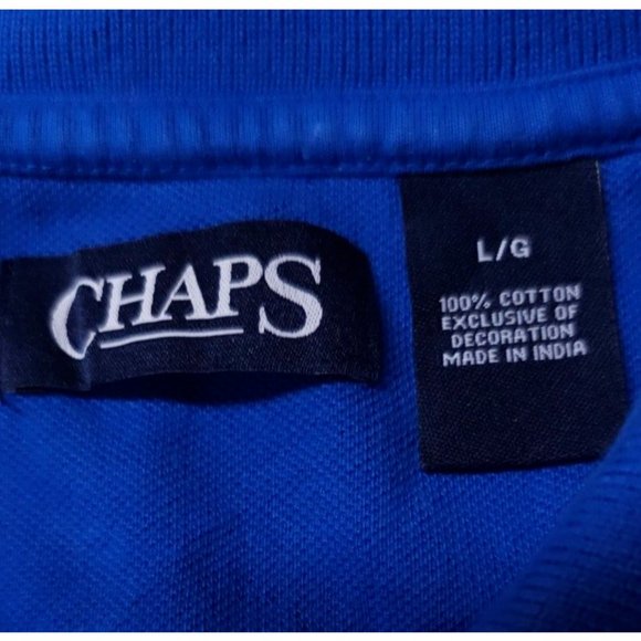 Chaps Large Blue White Stripe Short Sleeve Golf 2 Button Pullover Polo Shirt - Picture 11 of 11